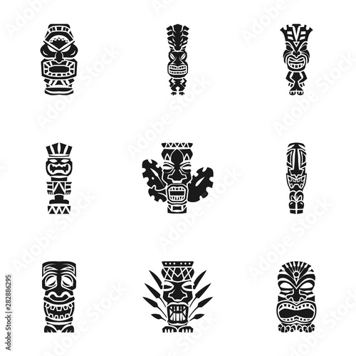 Aztec idol icon set. Simple set of 9 aztec idol vector icons for web design isolated on white background