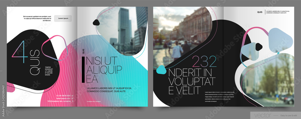 © GraphicPapa - Covers templates set with graphic geometric elements. Applicable for flyer, cover annual report, placards, brochures, posters, banners. Vector illustrations.