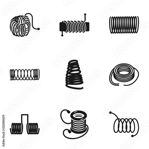 Metal coil icon set. Simple set of 9 metal coil vector icons for web design isolated on white background