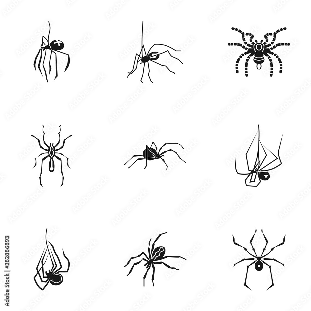 Danger spider icon set. Simple set of 9 danger spider vector icons for web design isolated on white background