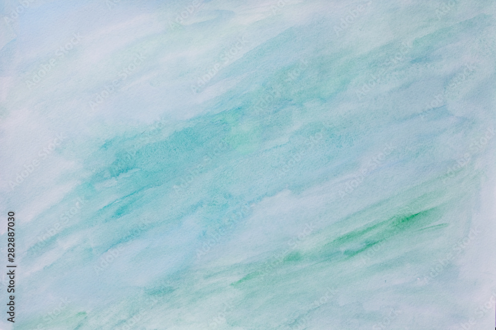 Fototapeta premium Abstract painted colorful watercolor background - lignt blue and green colors