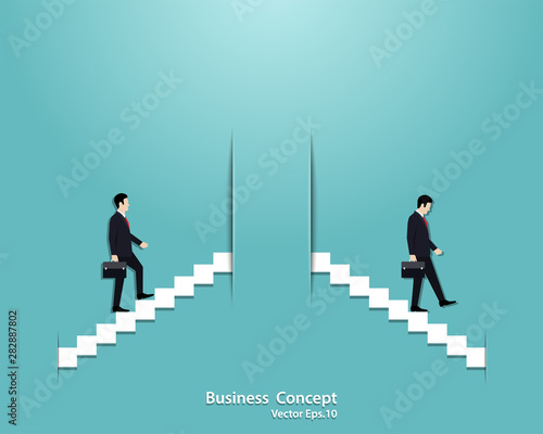 Businessman startup and businessman fail in business concept