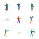 Shooting sport icon set. Cartoon set of 9 shooting sport vector icons for web design isolated on white background