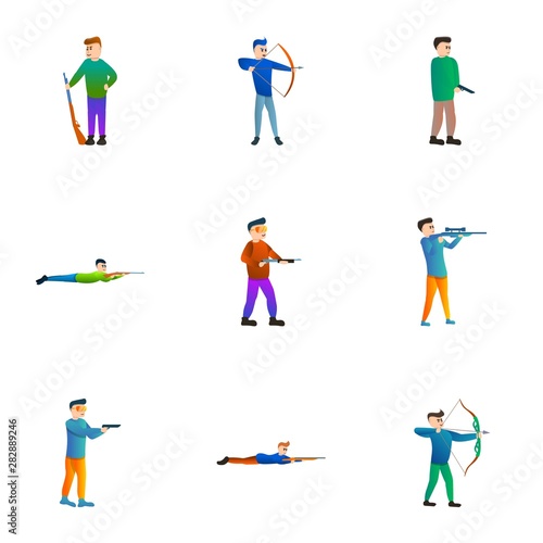 Shooting sport icon set. Cartoon set of 9 shooting sport vector icons for web design isolated on white background