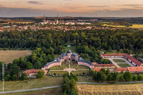 Veltrusy Mansion is a baroque château in Veltrusy, Bohemia, located in the Mělník District of the Czech Republic. The mansion is situated near the banks of the Vltava River,about 25 km north of Prague