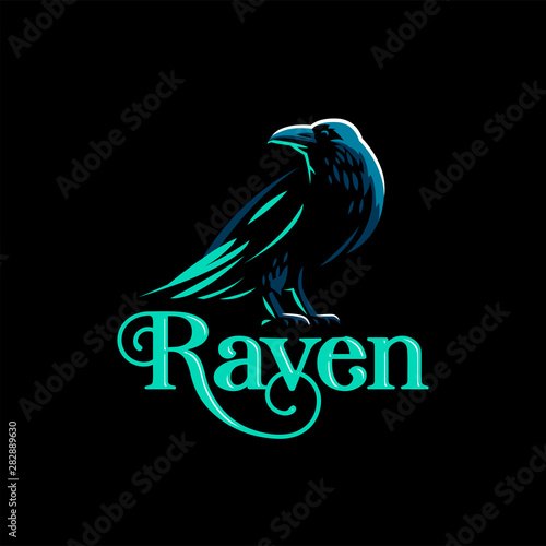 A raven is standing