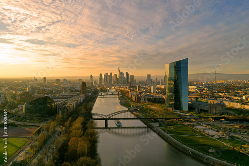 View of the ECB in Frankfurt and the Skyline photo