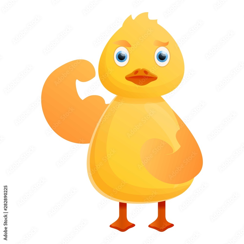 Bodybuilder yellow duck icon. Cartoon of bodybuilder yellow duck vector icon for web design isolated on white background Bodybuilder yellow duck icon. Cartoon of bodybuilder yellow duck vector icon for web design isolated on white background