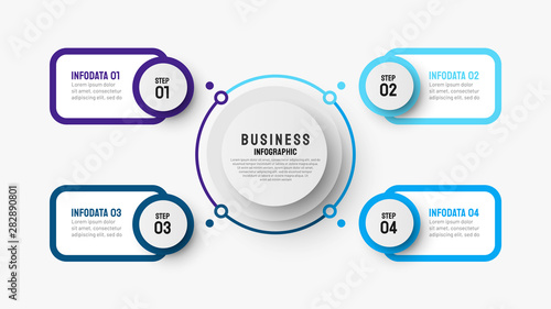 Business infographic circle outline design template with 4 options, parts. Vector process step for presentations.