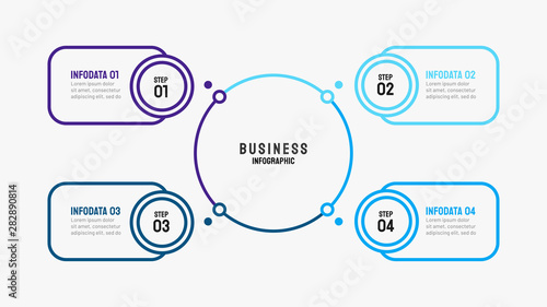 Vector thin line visualization infographic template for info chart, diagram or presentations. Business concept with 4 options, parts, steps, or processes. 