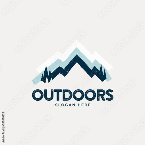 Modern retro vintage style snowy mountain logo