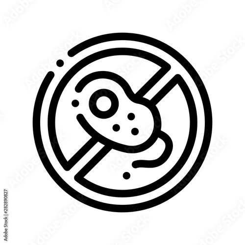 Anti Bacillus Bacteria Vector Thin Line Sign Icon. Forbidden Mark With Bacteria Linear Pictogram. Chemical Microbe Type Infection Microorganism Bacteriology Contour Monochrome Illustration