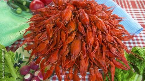 Appetizing Boiled Crayfish. Cooking And Traditional Recipes