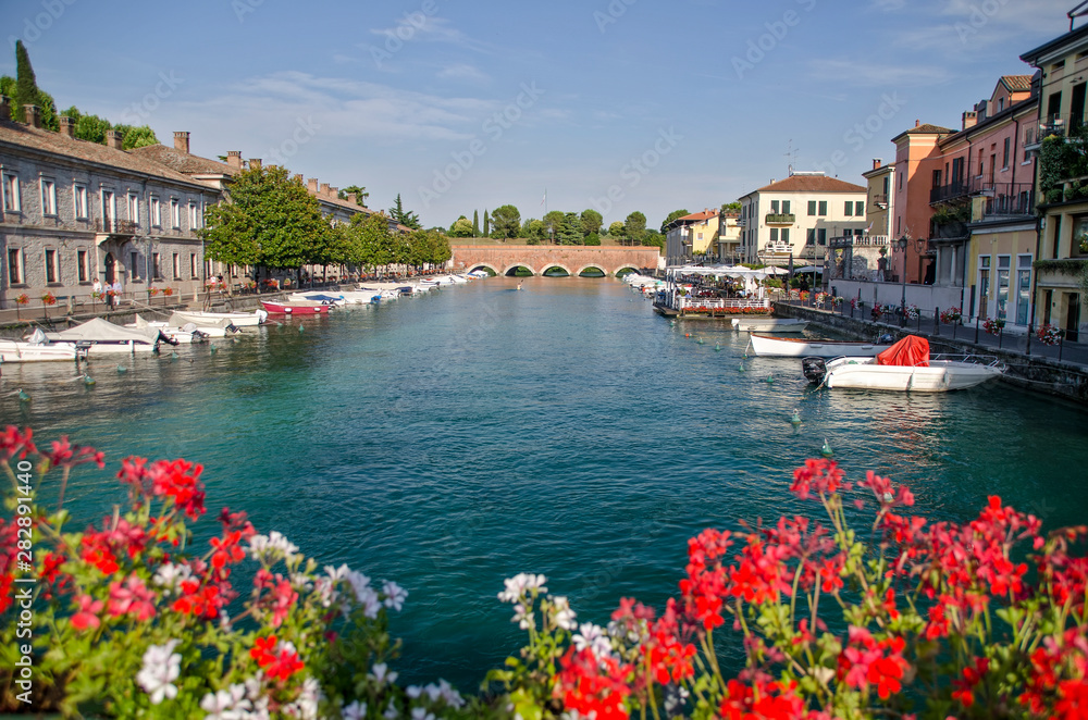 view of old town in garda lake italy
