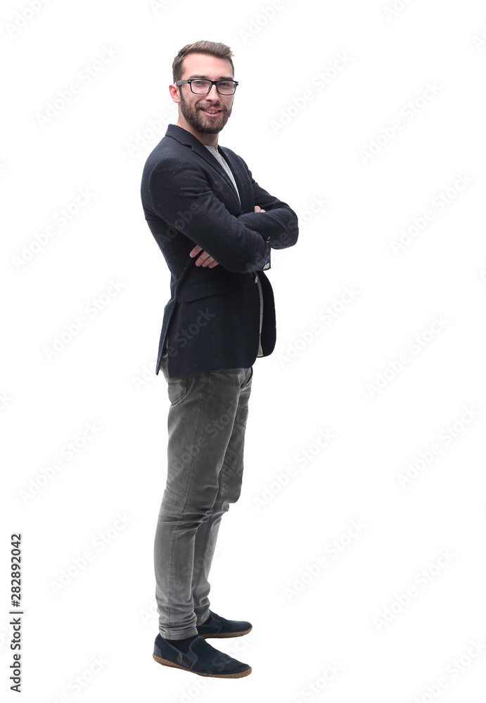 side view. modern business man . isolated on white side view. modern business man . isolated on white