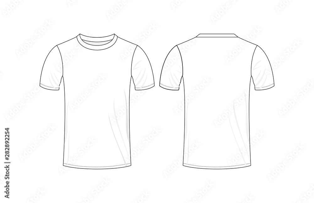 Front and back view white t-shirt template design vector Stock Vector ...