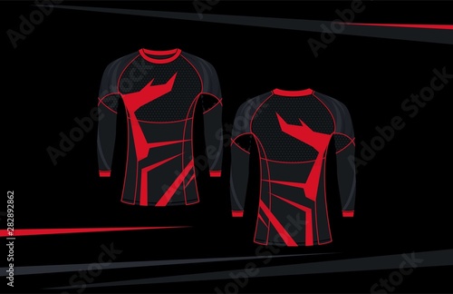 Rash Guard MMA Red Stripe Abstract Style Design