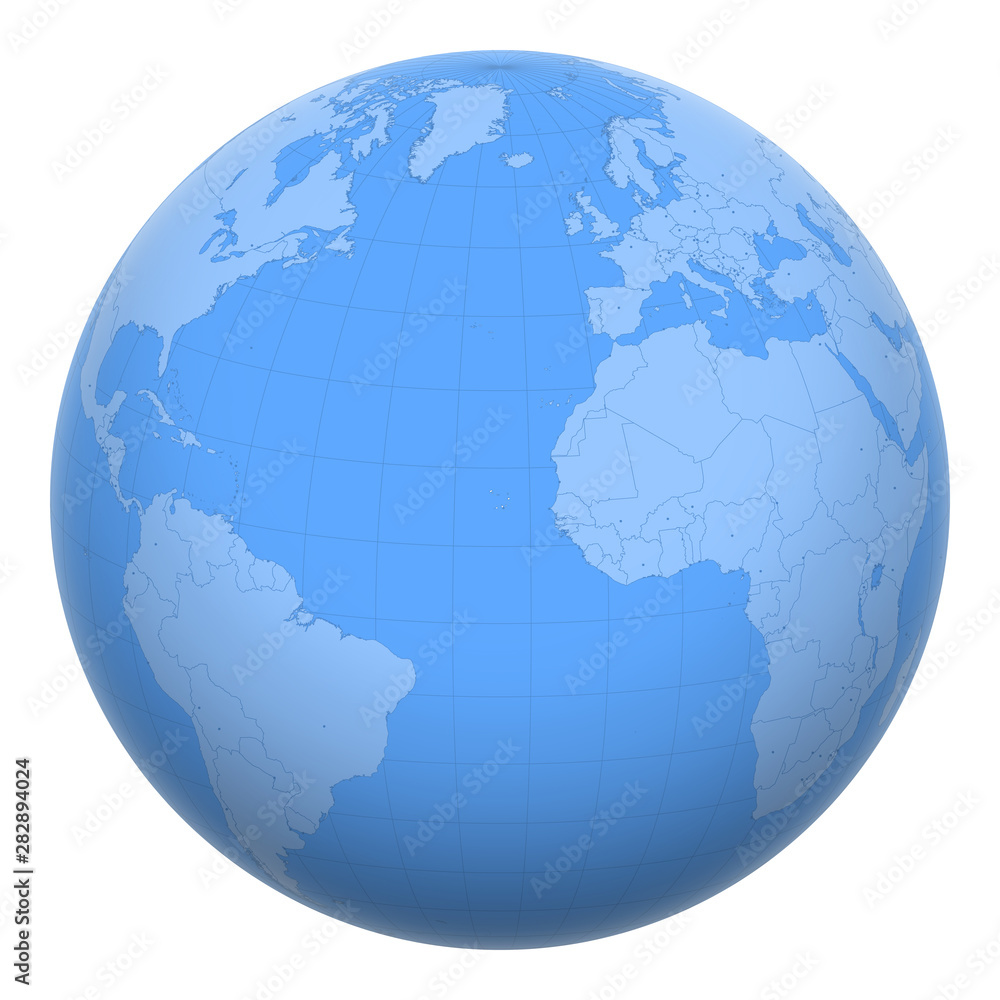 Cape Verde (Cabo Verde) on the globe. Earth centered at the location of the Republic of Cabo Verde. Map of Cape Verde. Includes layer with capital cities. Cape Verde (Cabo Verde) on the globe. Earth centered at the location of the Republic of Cabo Verde. Map of Cape Verde. Includes layer with capital cities.