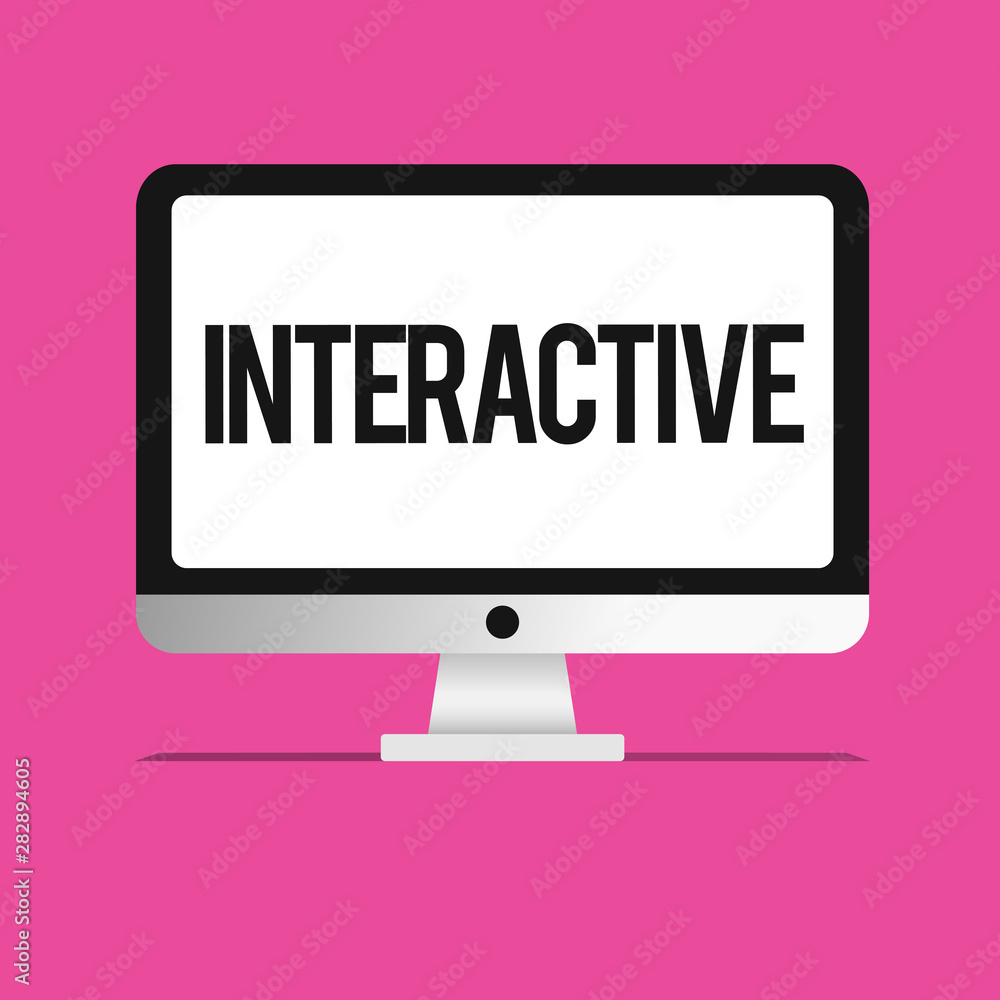 Conceptual hand writing showing Interactive. Business photo text Involving communication connection between showing or things. Conceptual hand writing showing Interactive. Business photo text Involving communication connection between showing or things.