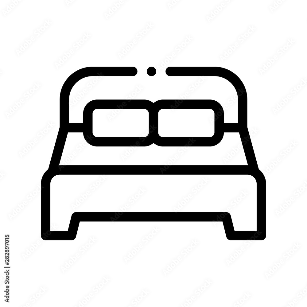 Motel Comfortable Double Bed Vector Thin Line Icon. Bedroom Twin Room Bed, Hotel Performance Of Service Equipment Linear Pictogram. Business Hostel Items Monochrome Contour Illustration Motel Comfortable Double Bed Vector Thin Line Icon. Bedroom Twin Room Bed, Hotel Performance Of Service Equipment Linear Pictogram. Business Hostel Items Monochrome Contour Illustration