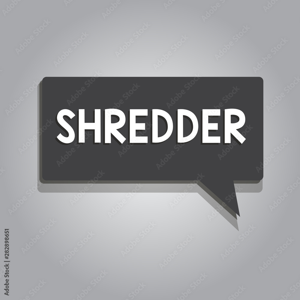 Text sign showing Shredder. Conceptual photo machine or other device for shredding something like paper. Text sign showing Shredder. Conceptual photo machine or other device for shredding something like paper.