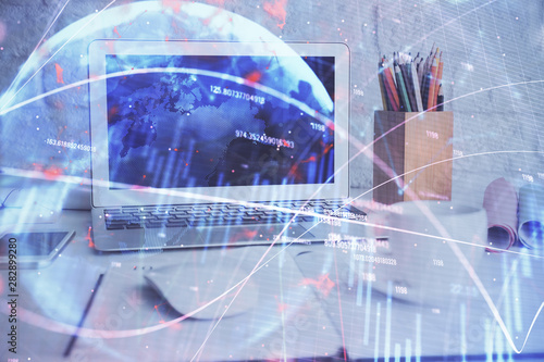 Wallpaper Mural Forex market graph hologram and personal computer on background. Multi exposure. Concept of investment. Torontodigital.ca