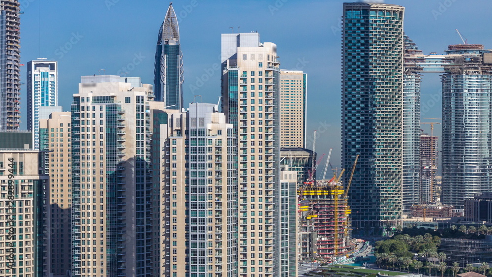 Beautiful skyline of Dubai downtown with modern architecture.