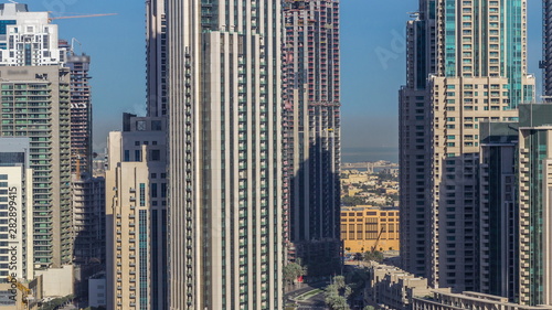 Beautiful skyline of Dubai downtown and Business bay with modern architecture. © neiezhmakov