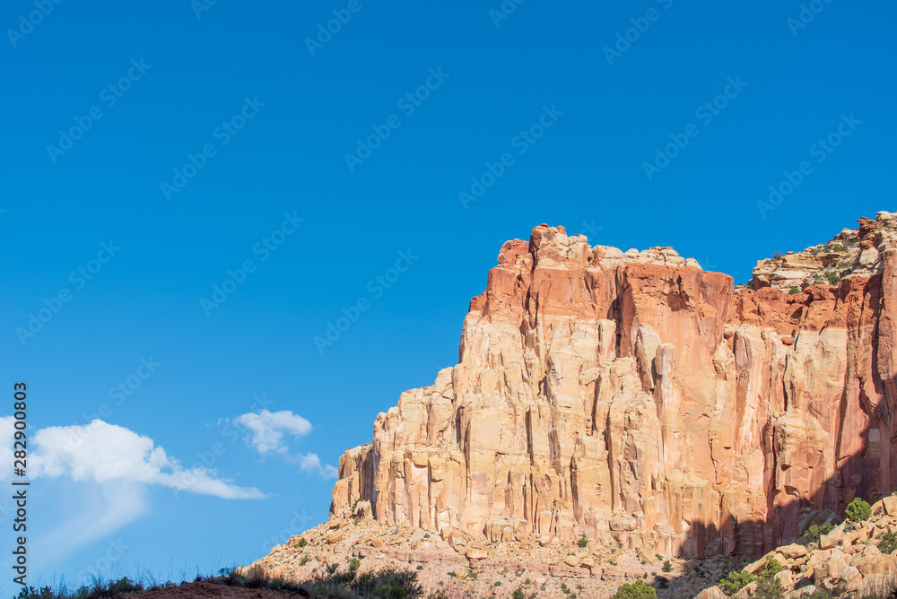 Capitol Reef National park low angle landscape of white and pink mountain sides Capitol Reef National park low angle landscape of white and pink mountain sides