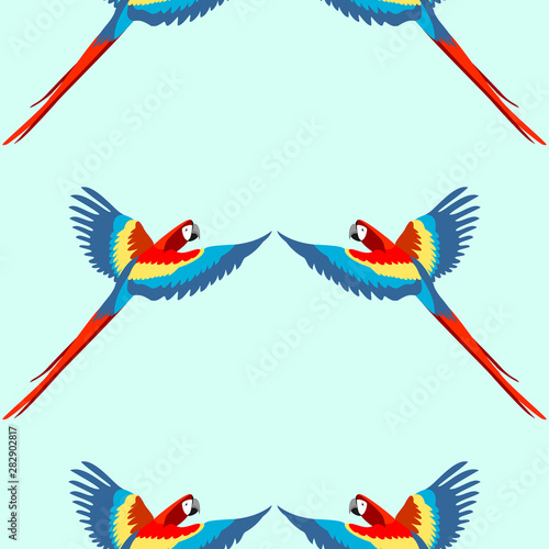 Tropical seamless pattern wih ara parrot. Vector wallpaper.