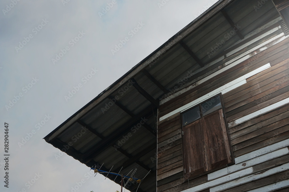 Old wooden house wall structure