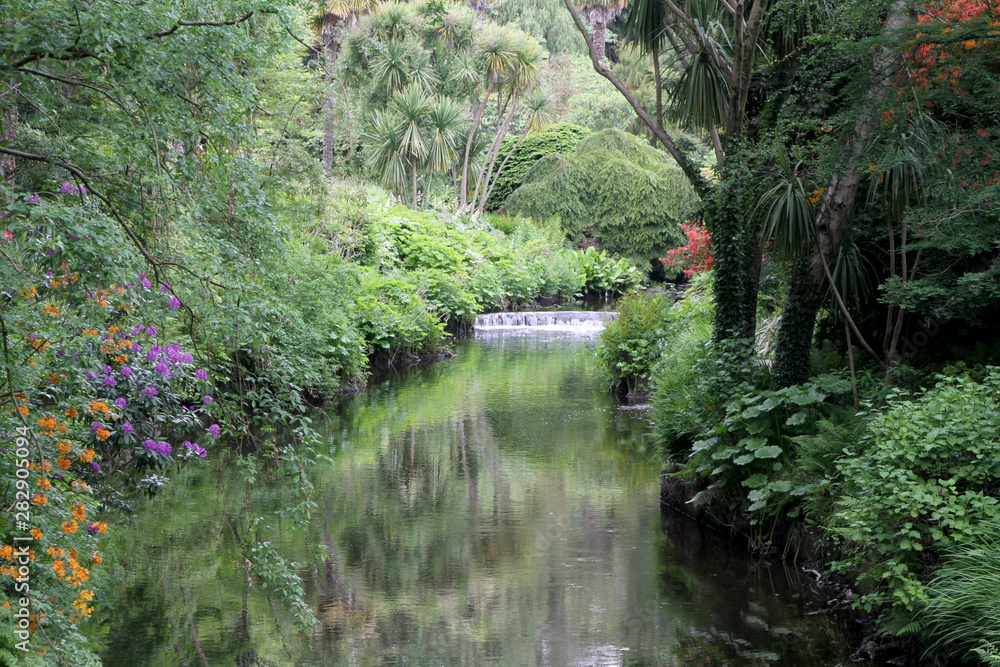Lush gardens at Mount Usher in Co. Wicklow, Ireland