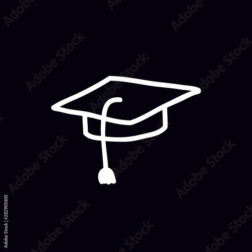 graduate hat doodle icon, vector illustration