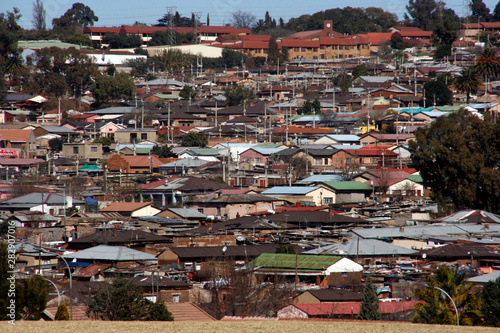 View over Alexandria township in Johannesburg, South Africa photo