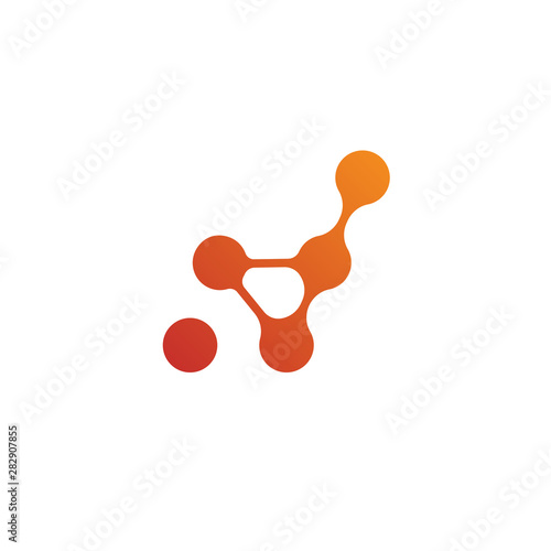 Connected dot atom dna D letter intial logo icon