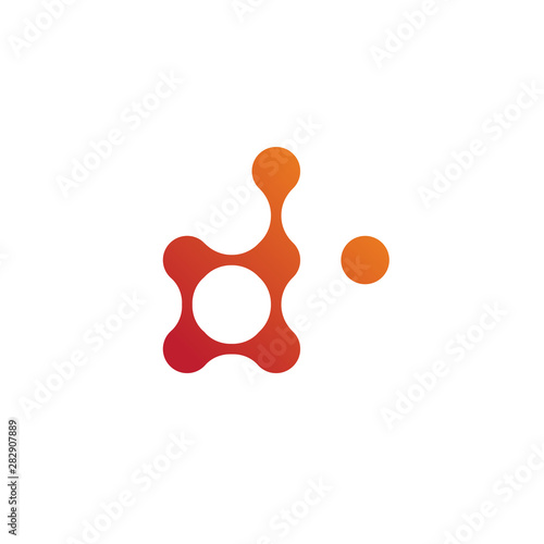 Connected dot atom D letter intial logo icon