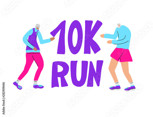 10 k run text isolated. Vector text illustration.