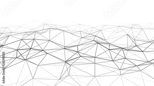 Network of bright connected lines. Gradient wave on white background. Abstract digital background. Futuristic vector illustration.