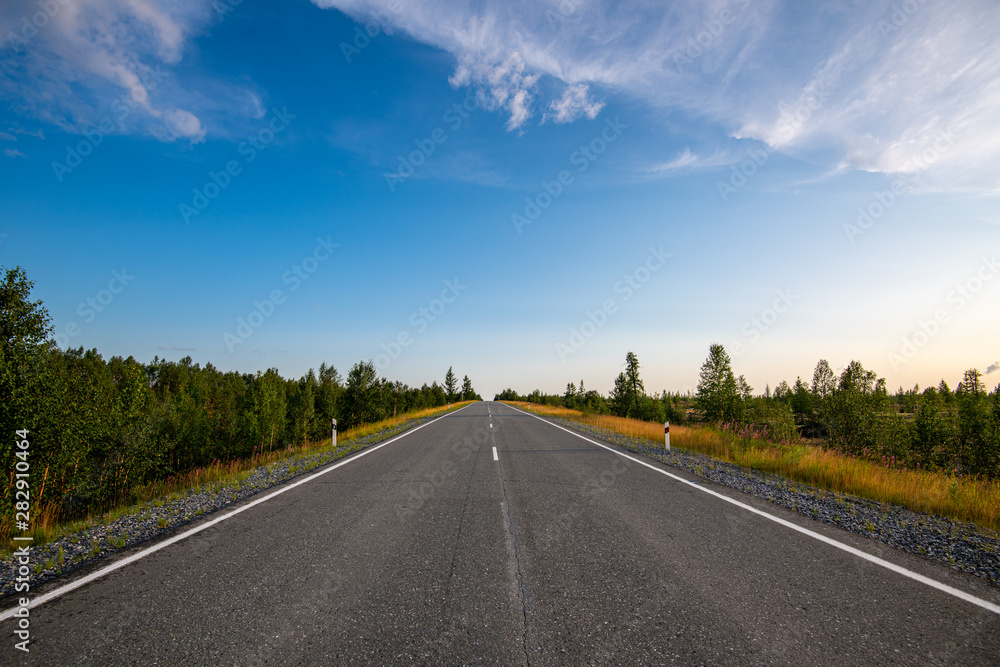 empty road and blue sky