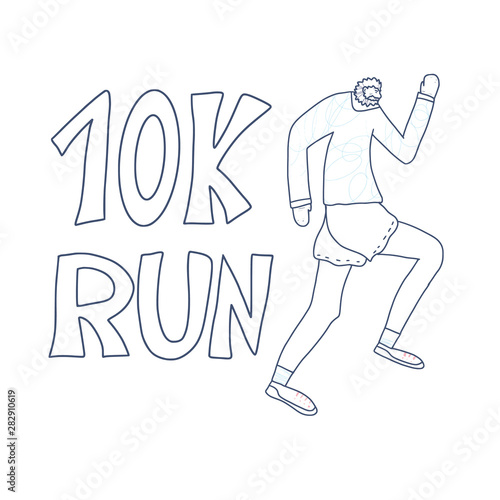 10 k run text isolated. Vector text illustration.