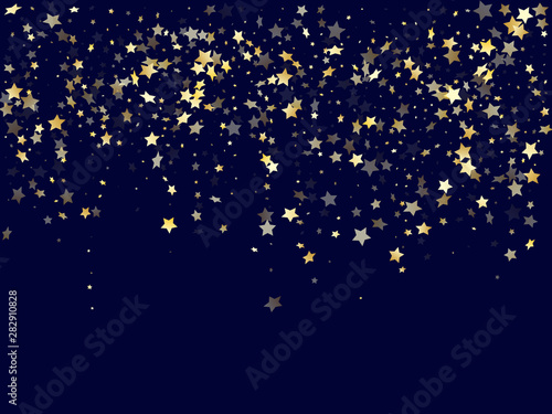 Gold falling star sparkle elements of glitter gradient vector background.