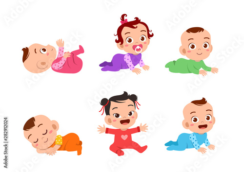 happy cute baby set bundle vector
