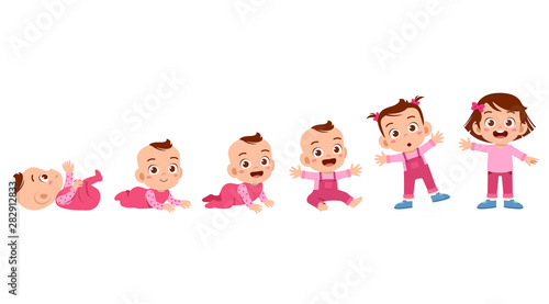 baby girl to toddler life cycle vector