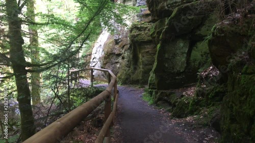 Czech Switzerland National Park, footbridge over the river among the rocks