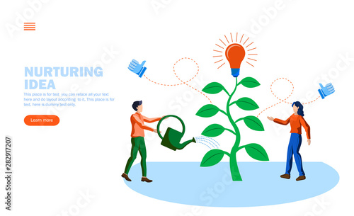 team nurturing idea , plant