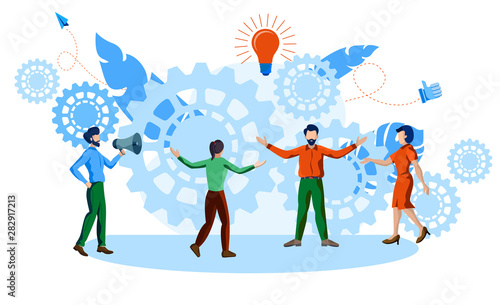 team managing work with idea or skill