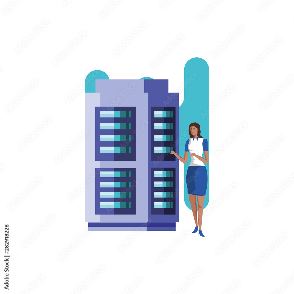 business woman elegant with data center server business woman elegant with data center server