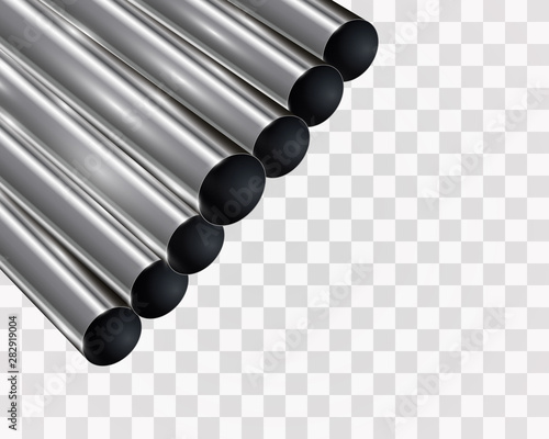 Metal pipes on a transparent background. Pipe for the pipeline.