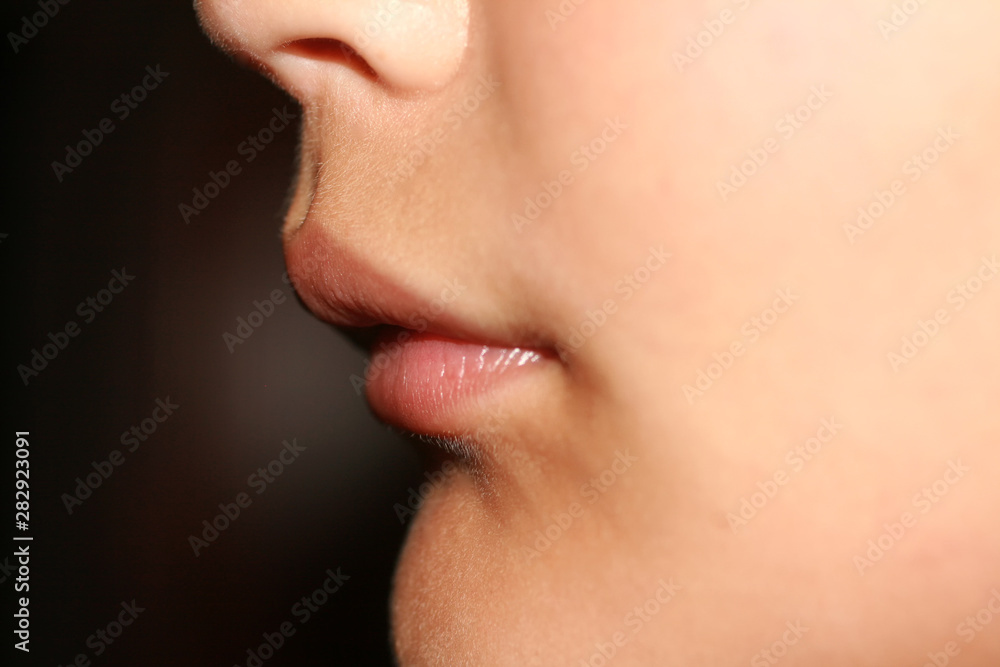 Obraz premium Incorrect bite in a child. Malocclusion in children. Lip profile.