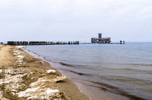 Gdynia Babie Doły, Poland: post-German torpedo station (polish name torpedownia) in the Baltic Sea during the Second World War in winter scenery © mar_cin_d